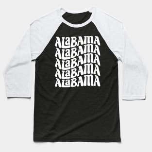 Alabama - Bama Groovy White Wave Baseball T-Shirt